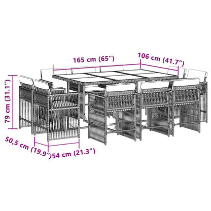Set Pranzo da Giardino 11 pz con Cuscini Beige Misto Polyrattan | homemem39