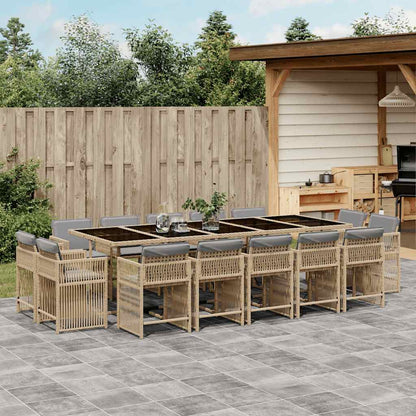 Set Pranzo da Giardino 15 pz con Cuscini Beige Misto Polyrattan | homemem39