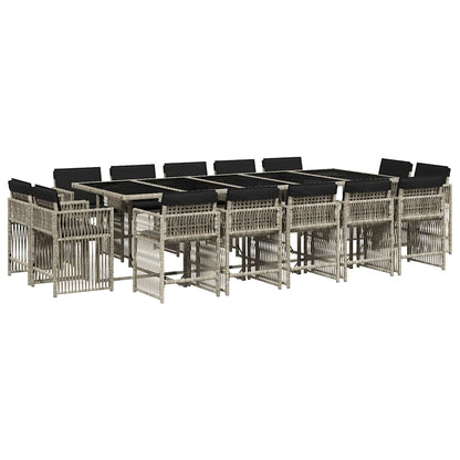 Set da Pranzo da Giardino 17pz con Cuscini Grigio in Polyrattan | homemem39