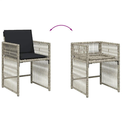 Set da Pranzo da Giardino 17pz con Cuscini Grigio in Polyrattan | homemem39