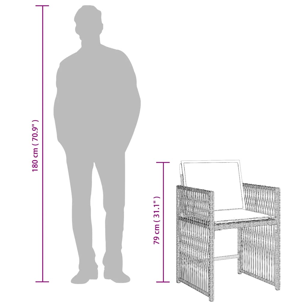 Set da Pranzo da Giardino 17pz con Cuscini Grigio in Polyrattan | homemem39