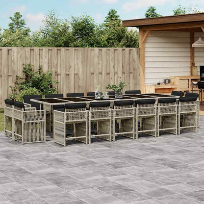 Set da Pranzo da Giardino 17pz con Cuscini Grigio in Polyrattan | homemem39