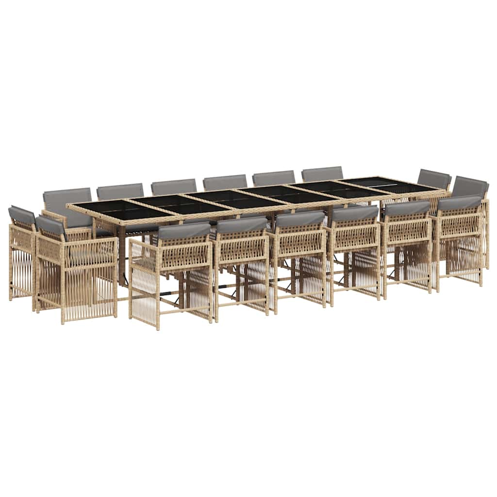 Set Pranzo da Giardino 17 pz con Cuscini Beige Misto Polyrattan | homemem39