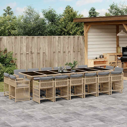 Set Pranzo da Giardino 17 pz con Cuscini Beige Misto Polyrattan | homemem39