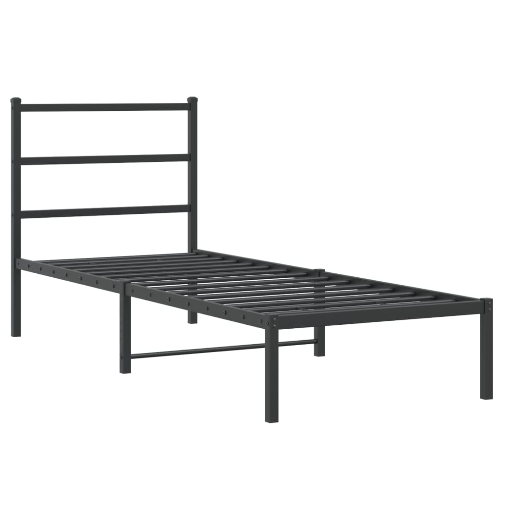 Giroletto con Testiera in Metallo Nero 80x200 cm | homemem39