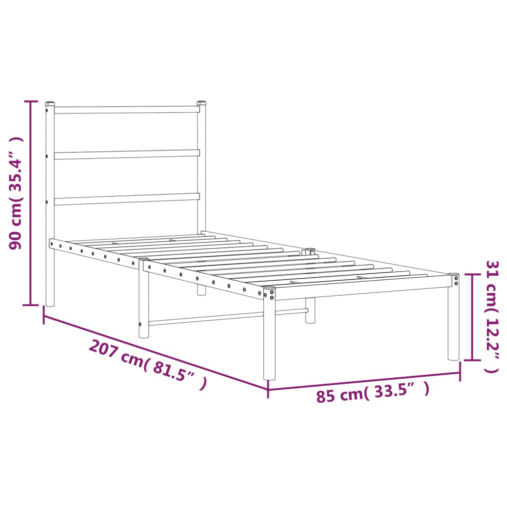 Giroletto con Testiera in Metallo Nero 80x200 cm | homemem39