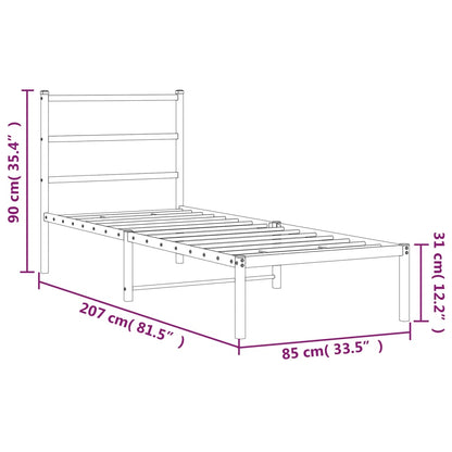 Giroletto con Testiera in Metallo Nero 80x200 cm | homemem39