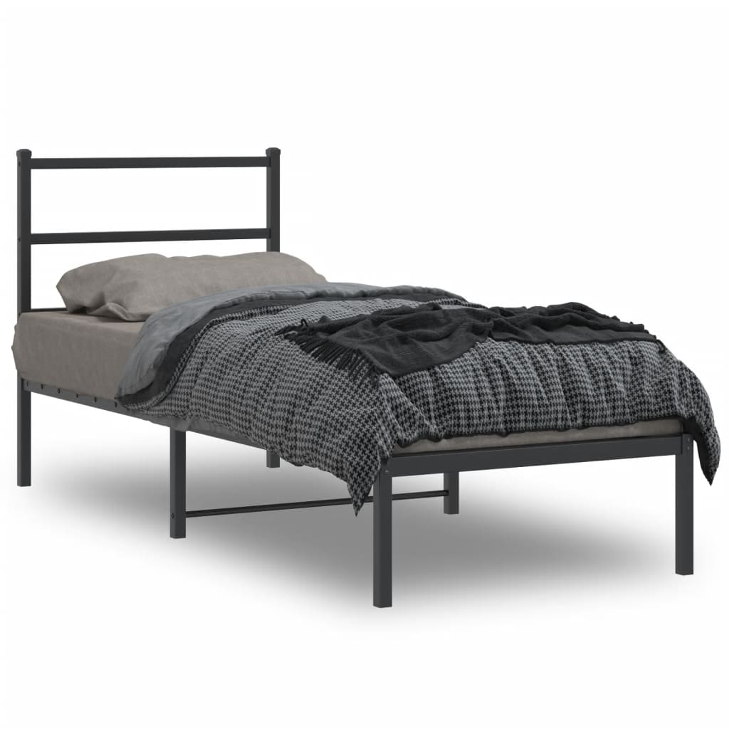 Giroletto con Testiera in Metallo Nero 80x200 cm | homemem39