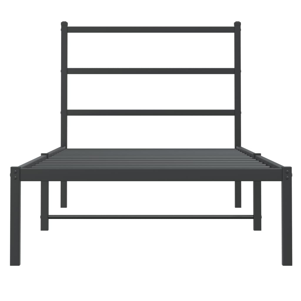 Giroletto con Testiera in Metallo Nero 90x200 cm