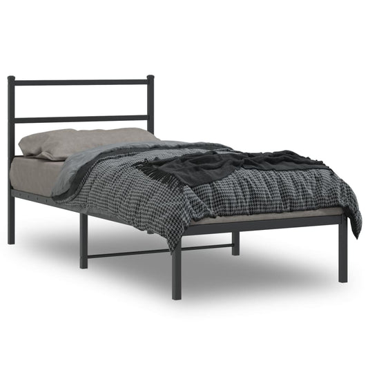 Giroletto con Testiera in Metallo Nero 90x200 cm | homemem39