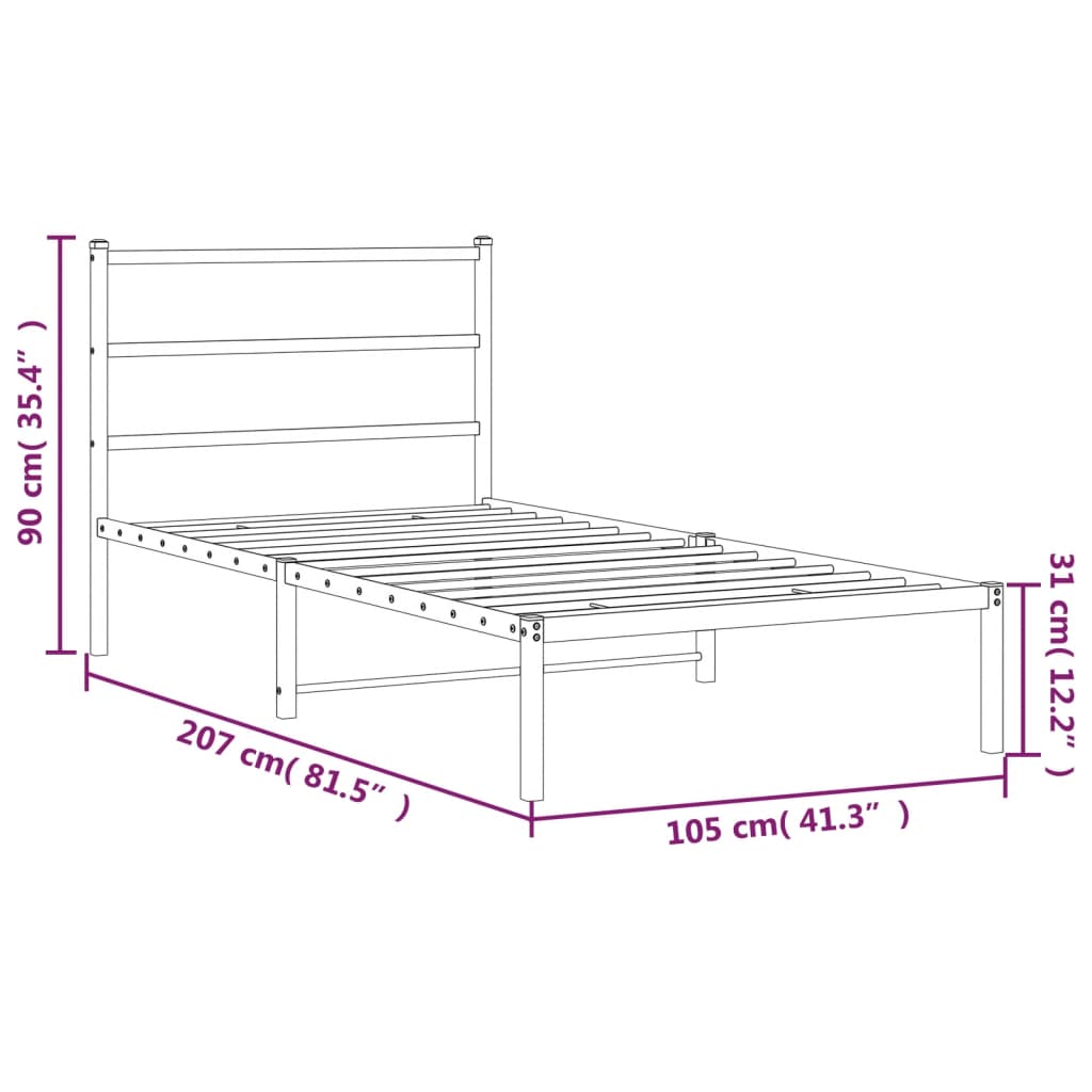 Giroletto con Testiera Metallo Nero 100x200 cm | homemem39