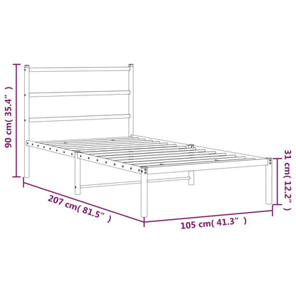 Giroletto con Testiera Metallo Nero 100x200 cm | homemem39