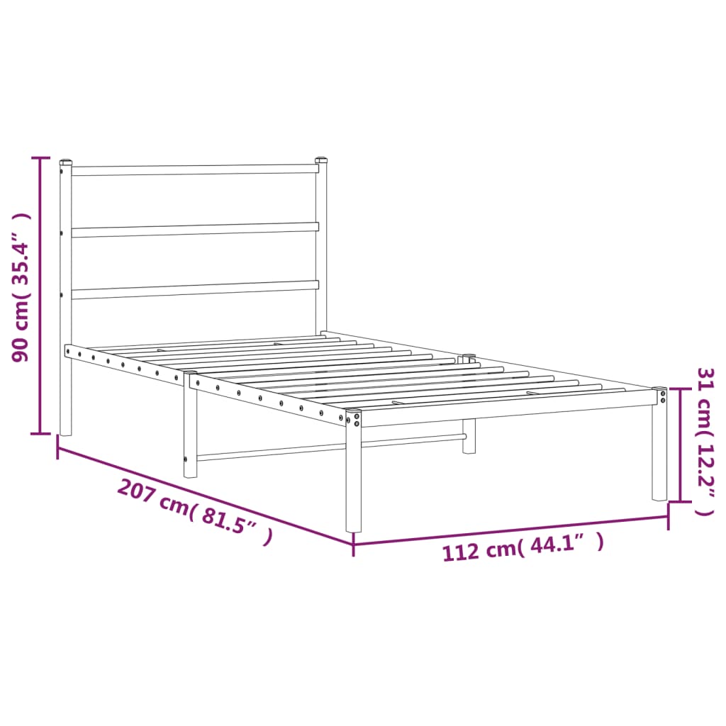 Giroletto con Testiera in Metallo Nero 107x203 cm | homemem39