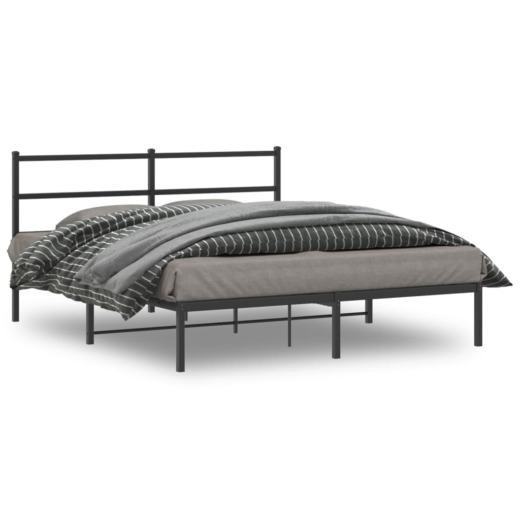 Giroletto con Testiera in Metallo Nero 150x200 cm | homemem39