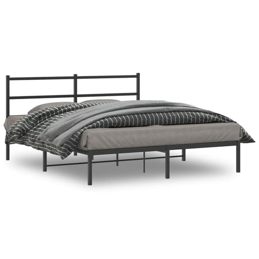 Giroletto con Testiera in Metallo Nero 160x200 cm | homemem39