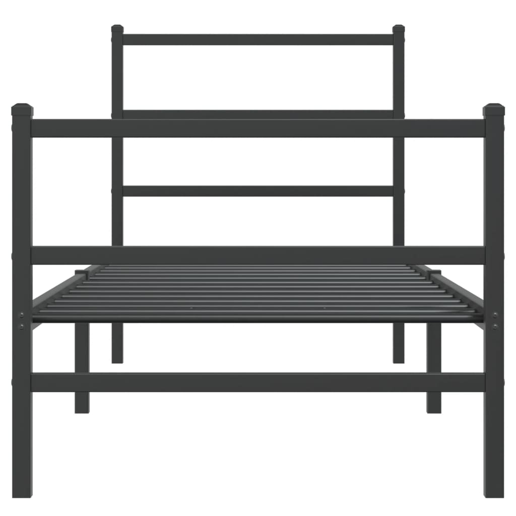 Giroletto con Testiera e Pediera Metallo Nero 75x190 cm