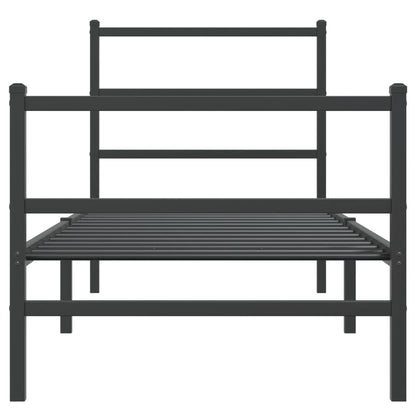 Giroletto con Testiera e Pediera Metallo Nero 75x190 cm