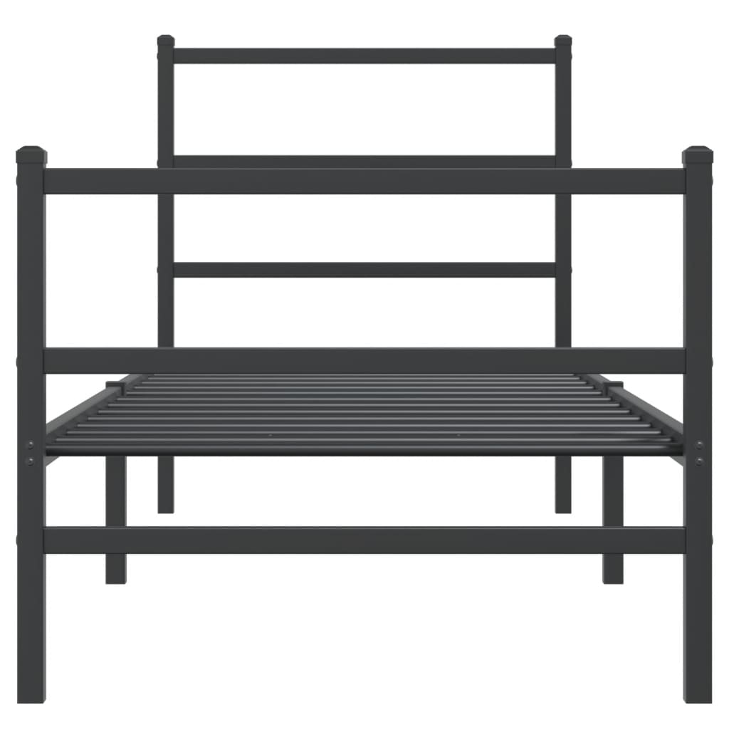 Giroletto con Testiera e Pediera Metallo Nero 80x200 cm - homemem39