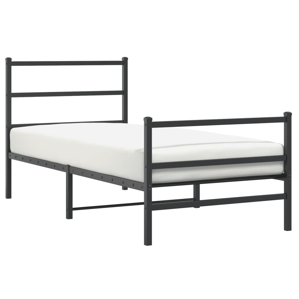 Giroletto con Testiera e Pediera Metallo Nero 90x190 cm
