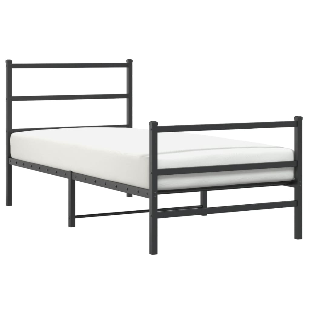 Giroletto con Testiera e Pediera Metallo Nero 90x200 cm | homemem39
