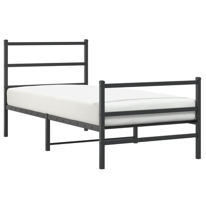 Giroletto con Testiera e Pediera Metallo Nero 90x200 cm | homemem39