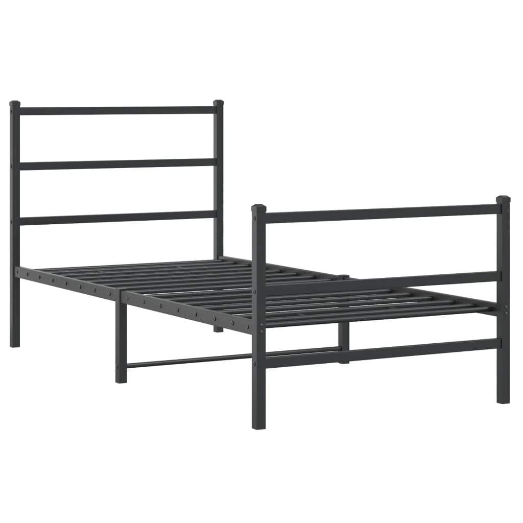 Giroletto con Testiera e Pediera Metallo Nero 90x200 cm | homemem39