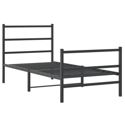 Giroletto con Testiera e Pediera Metallo Nero 90x200 cm | homemem39
