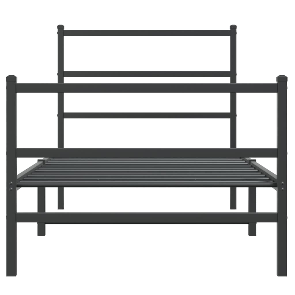 Giroletto con Testiera e Pediera Metallo Nero 90x200 cm | homemem39