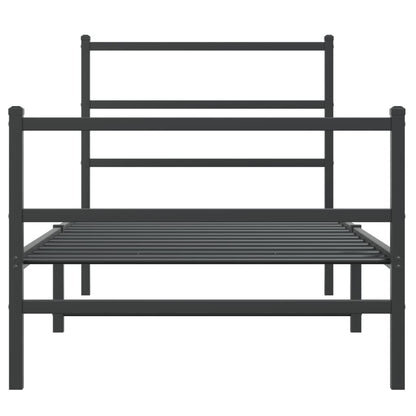 Giroletto con Testiera e Pediera Metallo Nero 90x200 cm | homemem39