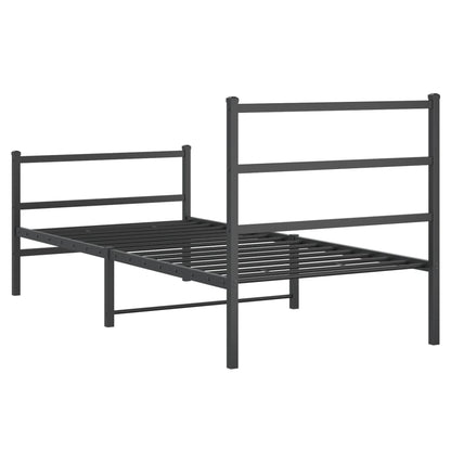 Giroletto con Testiera e Pediera Metallo Nero 90x200 cm | homemem39