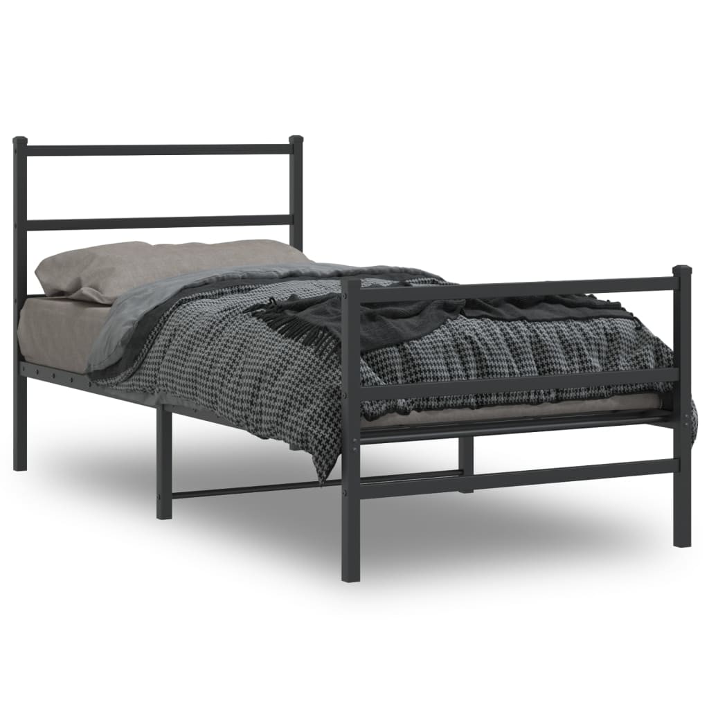 Giroletto con Testiera e Pediera Metallo Nero 90x200 cm | homemem39