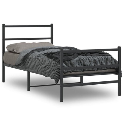 Giroletto con Testiera e Pediera Metallo Nero 90x200 cm | homemem39