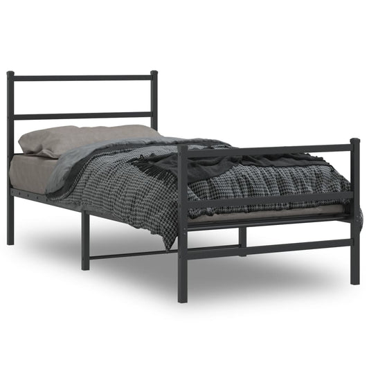 Giroletto con Testiera e Pediera Metallo Nero 90x200 cm | homemem39