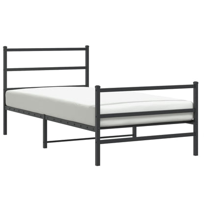 Giroletto con Testiera e Pediera Metallo Nero 100x200 cm | homemem39