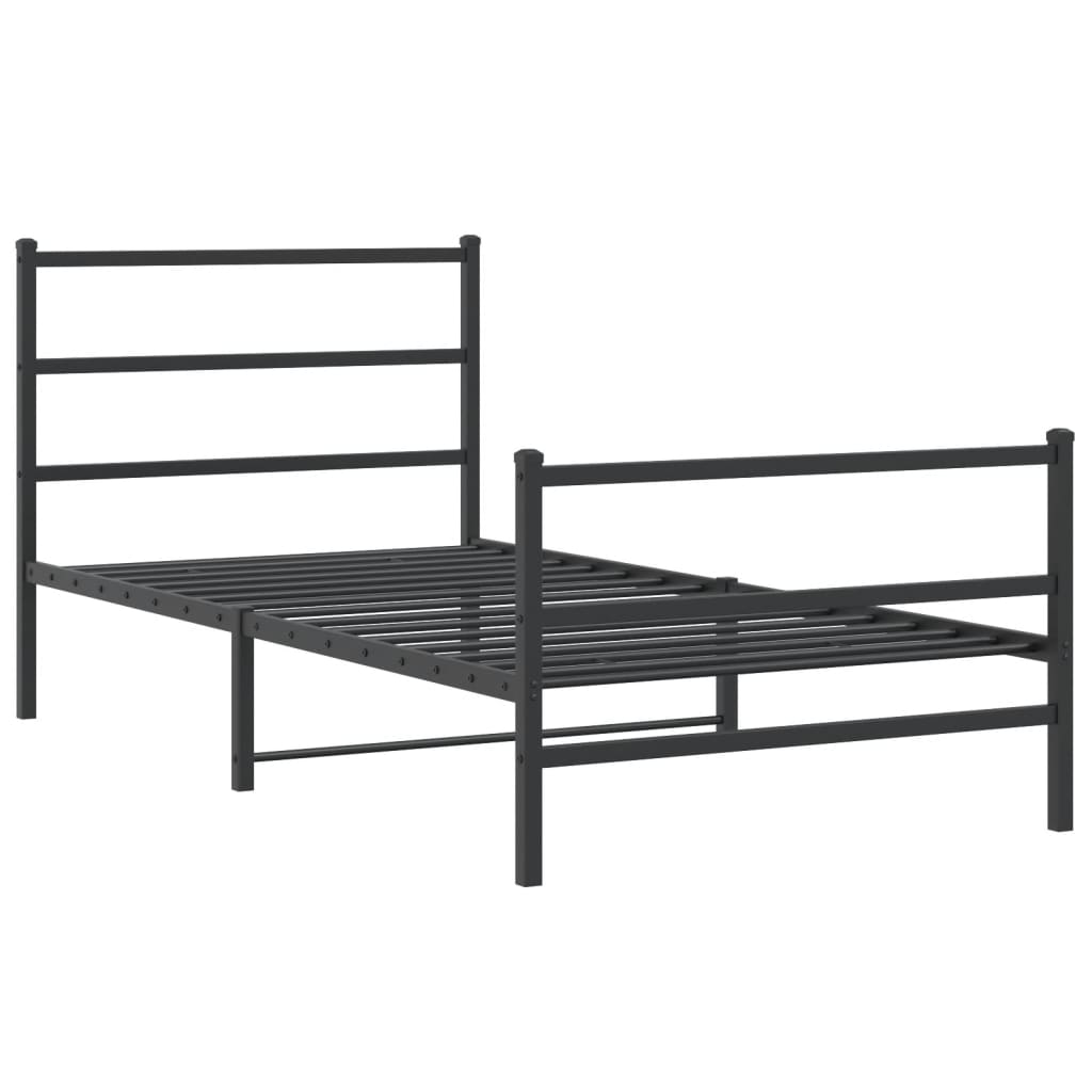 Giroletto con Testiera e Pediera Metallo Nero 100x200 cm | homemem39