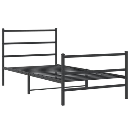 Giroletto con Testiera e Pediera Metallo Nero 100x200 cm | homemem39
