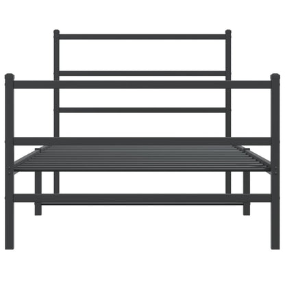 Giroletto con Testiera e Pediera Metallo Nero 100x200 cm | homemem39