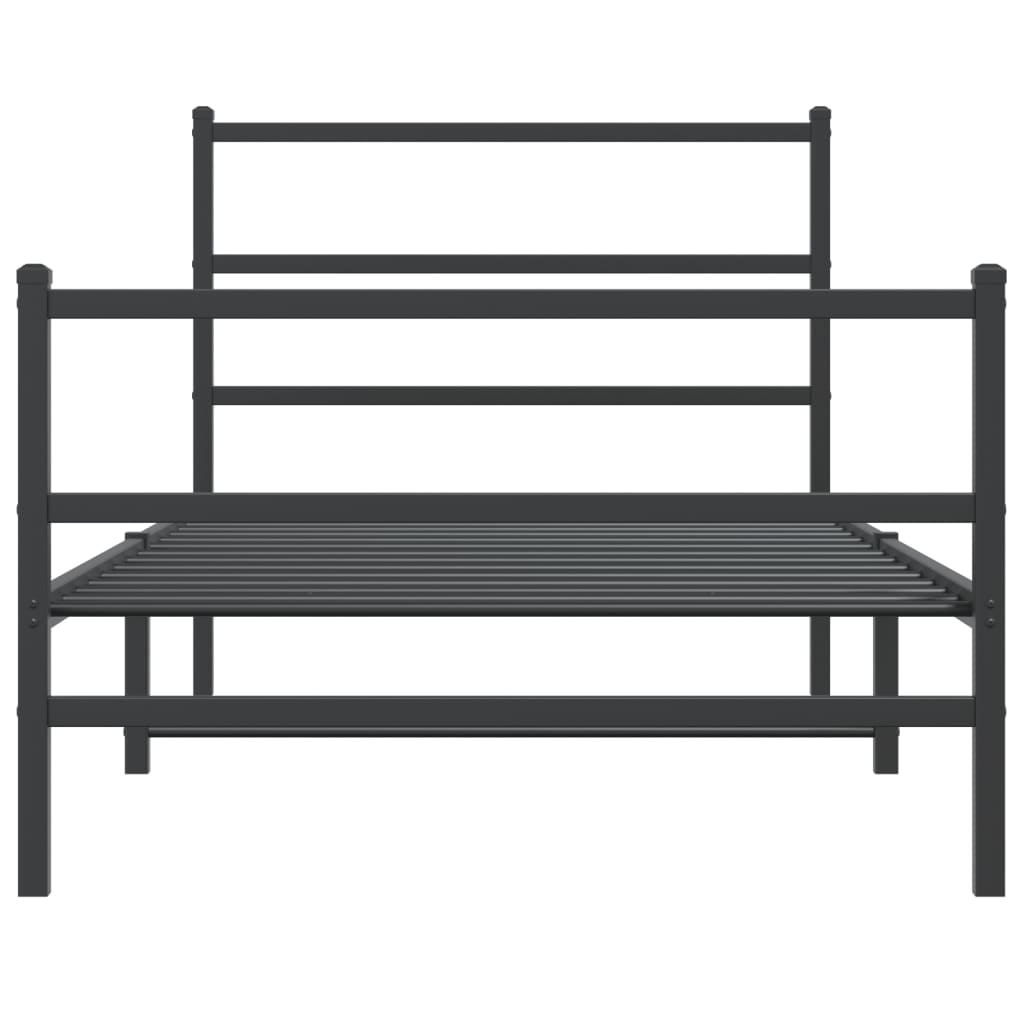 Giroletto con Testiera e Pediera Metallo Nero 100x200 cm