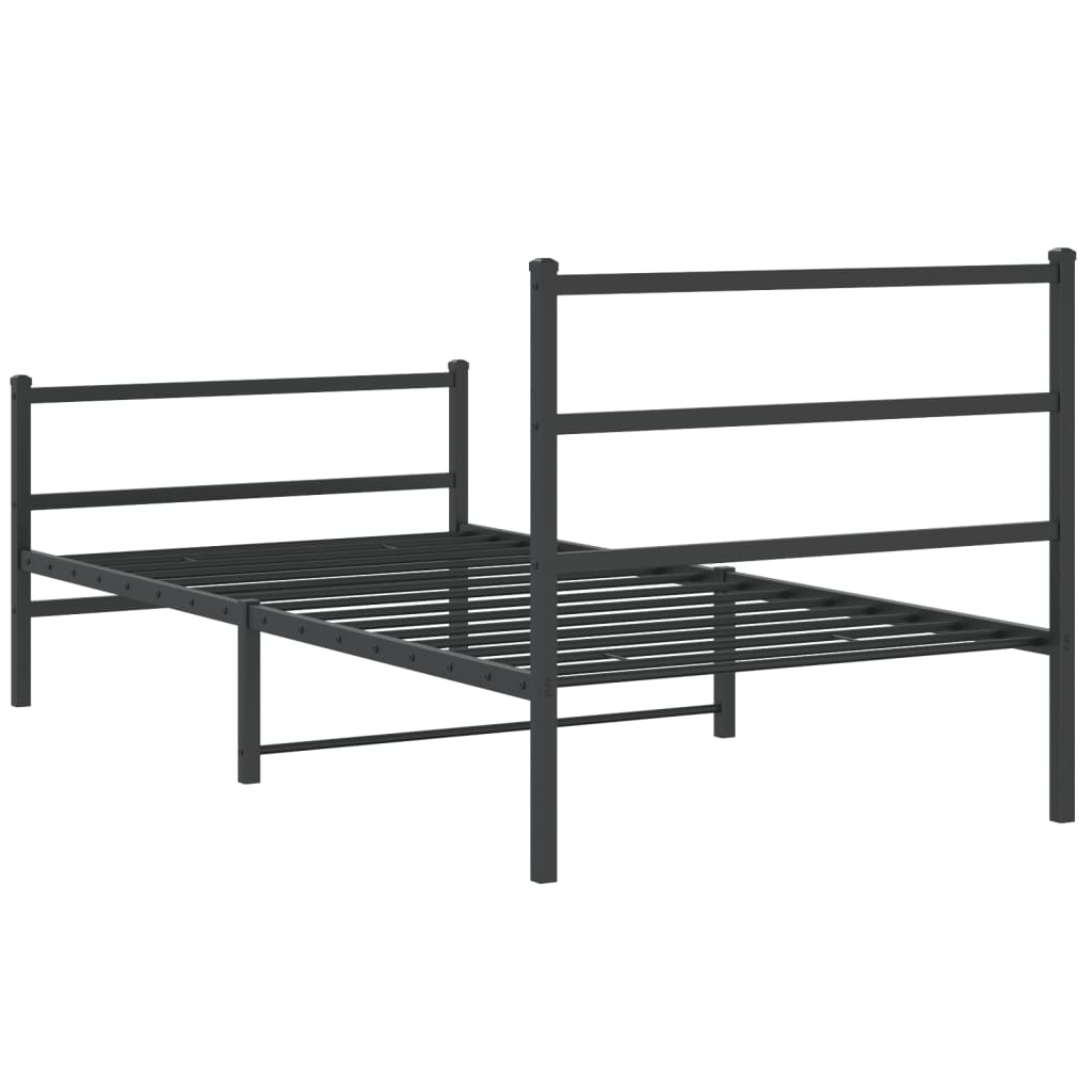 Giroletto con Testiera e Pediera Metallo Nero 100x200 cm | homemem39