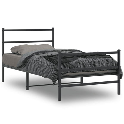 Giroletto con Testiera e Pediera Metallo Nero 100x200 cm | homemem39