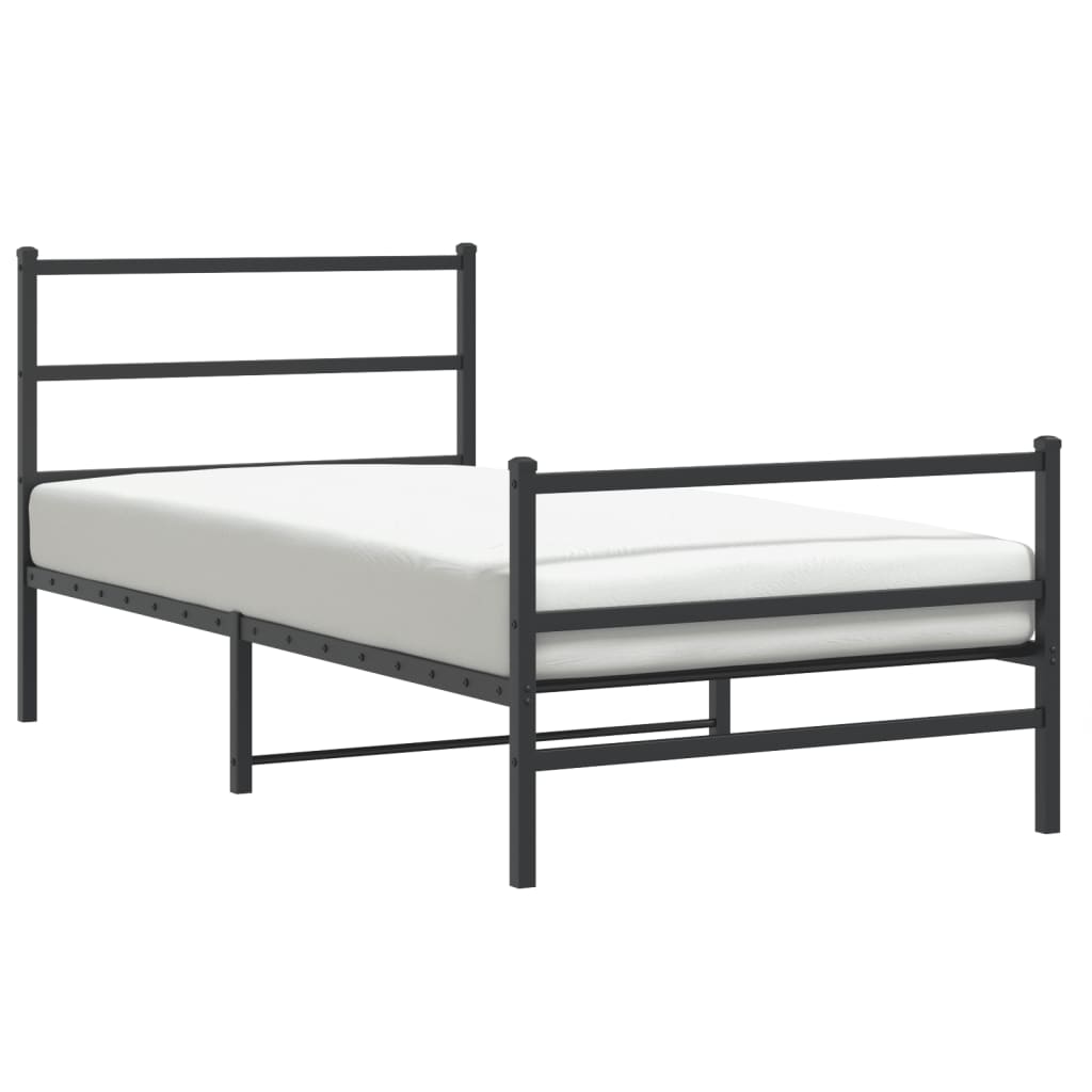 Giroletto con Testiera e Pediera Metallo Nero 107x203 cm | homemem39