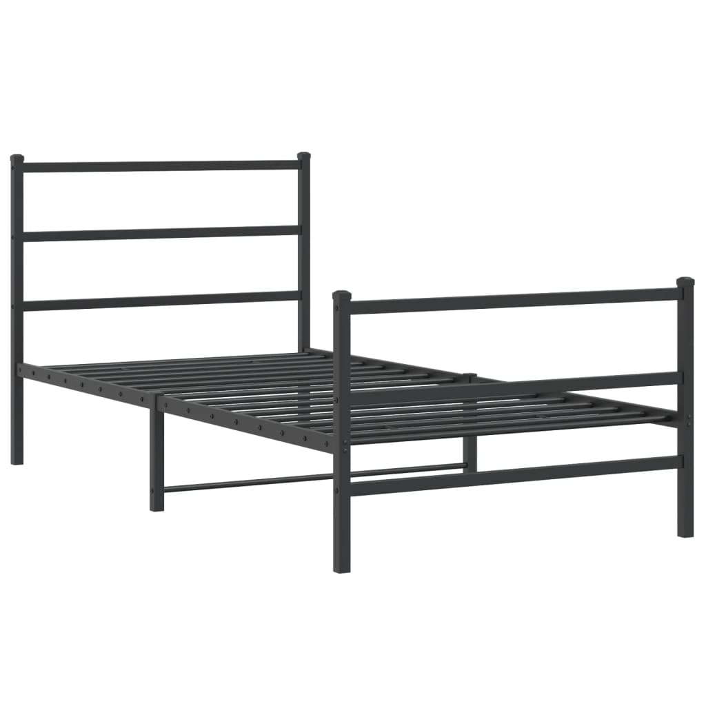 Giroletto con Testiera e Pediera Metallo Nero 107x203 cm | homemem39