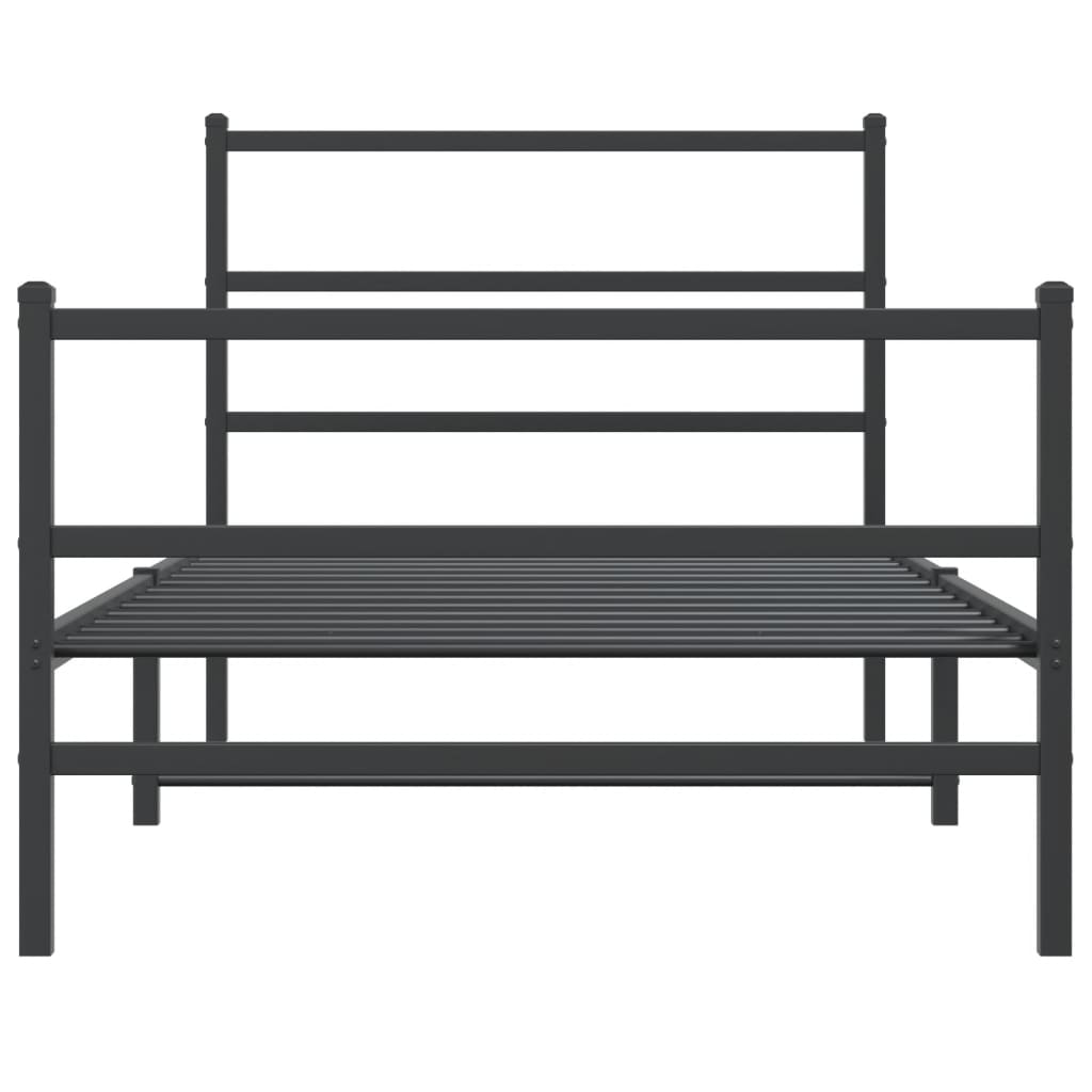 Giroletto con Testiera e Pediera Metallo Nero 107x203 cm | homemem39