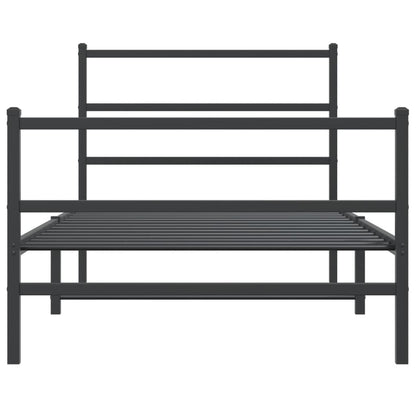 Giroletto con Testiera e Pediera Metallo Nero 107x203 cm | homemem39