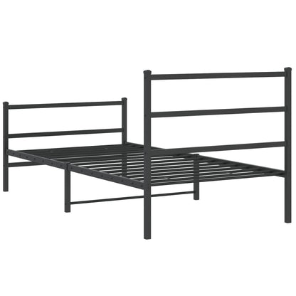 Giroletto con Testiera e Pediera Metallo Nero 107x203 cm | homemem39