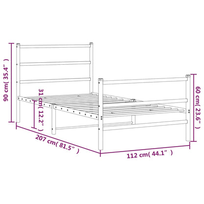 Giroletto con Testiera e Pediera Metallo Nero 107x203 cm | homemem39