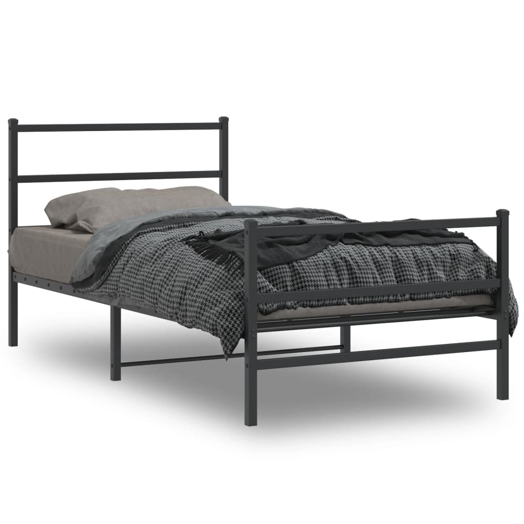 Giroletto con Testiera e Pediera Metallo Nero 107x203 cm | homemem39