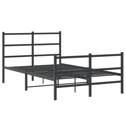 Giroletto con Testiera e Pediera Metallo Nero 120x190 cm | homemem39