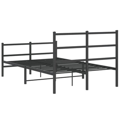 Giroletto con Testiera e Pediera Metallo Nero 120x190 cm