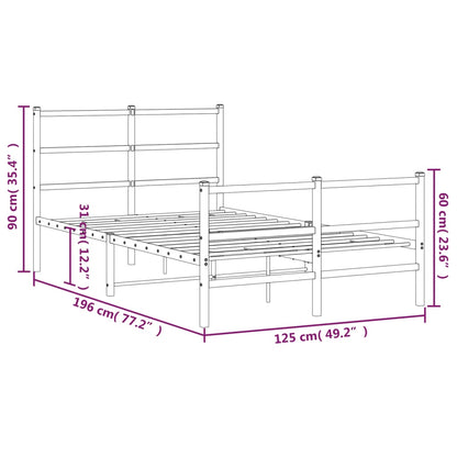 Giroletto con Testiera e Pediera Metallo Nero 120x190 cm | homemem39
